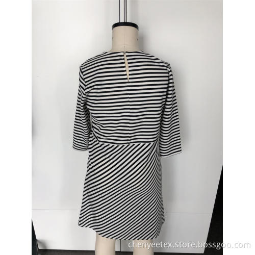 A-line striped long-sleeved dress
